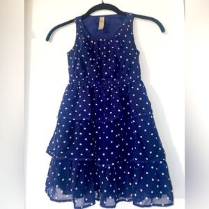 Navy polka dot layered dress
